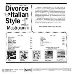 Divorce Italian Style Soundtrack (Carlo Rustichelli) - CD Back cover