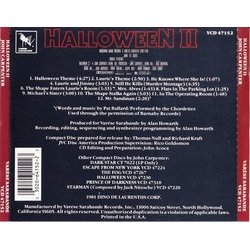 Halloween II Soundtrack (John Carpenter, Alan Howarth) - CD Back cover