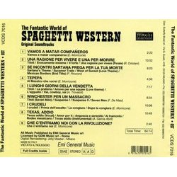 The Fantastic World of Spaghetti Westerns Soundtrack (Francesco De Masi, Antn Garca Abril, Ennio Morricone, Riz Ortolani, Piero Piccioni, Armando Trovaioli) - CD Back cover