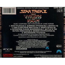 Star Trek II: The Wrath of Khan Soundtrack (James Horner) - CD Back cover