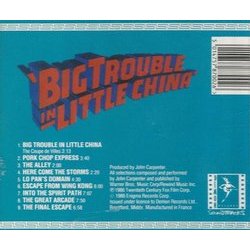 Big Trouble in Little China Soundtrack (John Carpenter, Alan Howarth) - CD Back cover