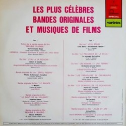 Les Plus Clbres Bandes Originales et Musiques de Films Soundtrack (Gosselain A., Jorge Araujo Chiriboga, Luiz Bonf, Franois de Roubaix, Georges Delerue,  Gackt, Serge Gainsbourg, Andr Hossein, Maurice Jarre, Francis Lai, Michel Legrand) - CD Back cover