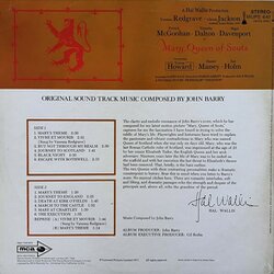 Mary, Queen of Scots Soundtrack (John Barry) - CD Back cover