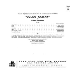 Julius Caesar Soundtrack (Various Artists, Mikls Rzsa) - CD Back cover