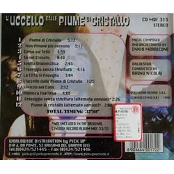 L'Uccello Dalle Piume Di Cristallo Soundtrack (Ennio Morricone) - CD Back cover