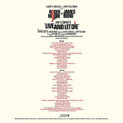 Live and Let Die Soundtrack (George Martin) - CD Back cover